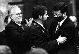 Los rectores entrante y saliente, en el Palacio de Minera n Foto: Jos Carlo Gonzlez