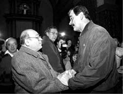 Samuel Ruiz y Vicente Fox, durante su encuentro n Foto: Rosaura Pozos
