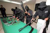 Armamento decomisado en el operativo en Chiapas