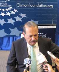 Carlos Slim en entrevista de prensa en Nueva York. Foto de archivo