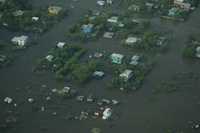Vista aérea de las zonas afectadas por el desbordamiento del río Pánuco, en Veracruz
