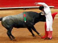 Embestida a Víctor Mora, quien salió ileso y triunfador ayer en la Plaza México