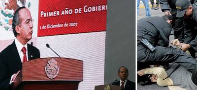 Calder&oacute;n festeja acuerdos; desalojan a inconformes