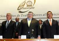 Joel Ayala, Agustín Carstens y Miguel Ángel Yunes encabezaron los festejos del 69 aniversario de la promulgación del estatuto jurídico de la Federación de Sindicatos de Trabajadores al Servicio del Estado