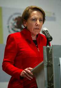 La secretaria de Energía, Georgina Kessel, ayer durante la conferencia de prensa