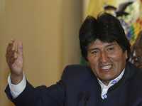 El presidente de Bolivia, Evo Morales, en la rueda de prensa que ofreció ayer en el palacio de gobierno en La Paz, para hablar acerca del reciente acuerdo en el Congreso respecto de la ley de convocatoria para el referendo constitucional