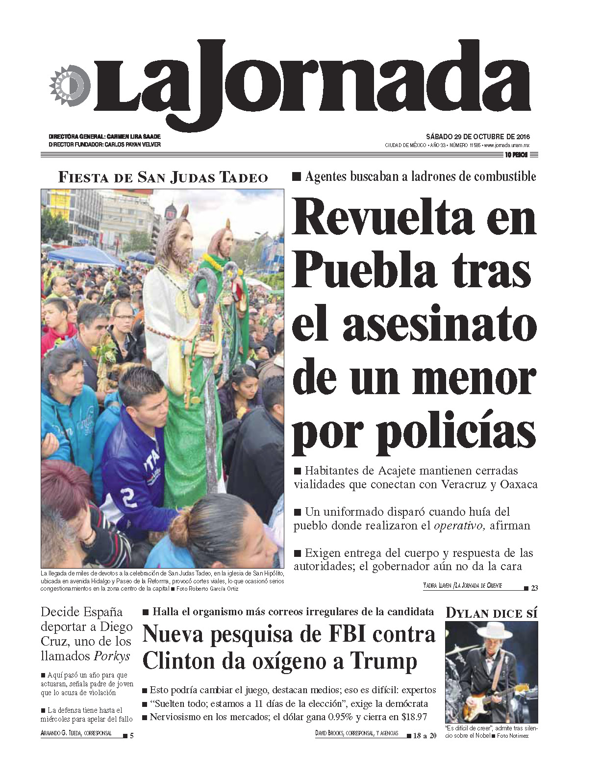 Portada de 2016/10/29. Seleccione para ir a esta edición. Portada de 2016/10/29. Seleccione para ir a esta edición.