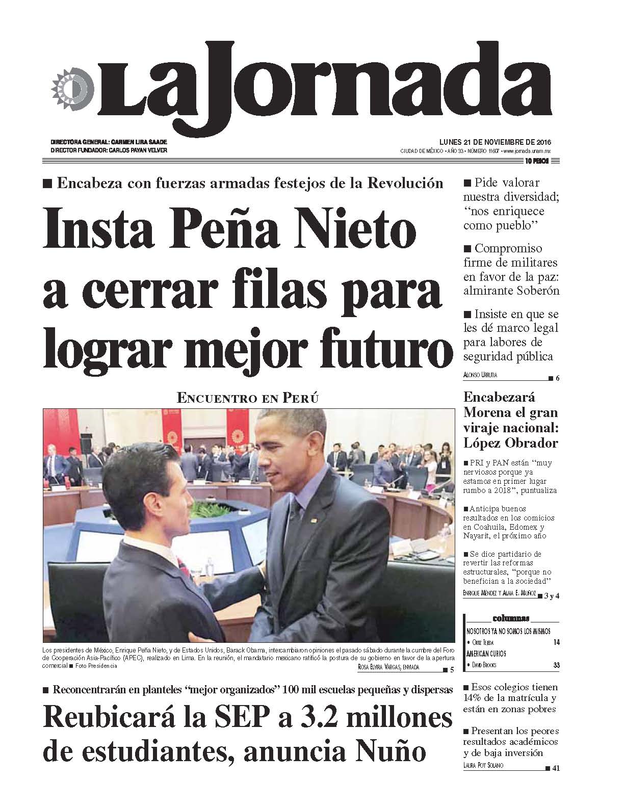 Portada de 2016/11/21. Seleccione para ir a esta edición. Portada de 2016/11/21. Seleccione para ir a esta edición.