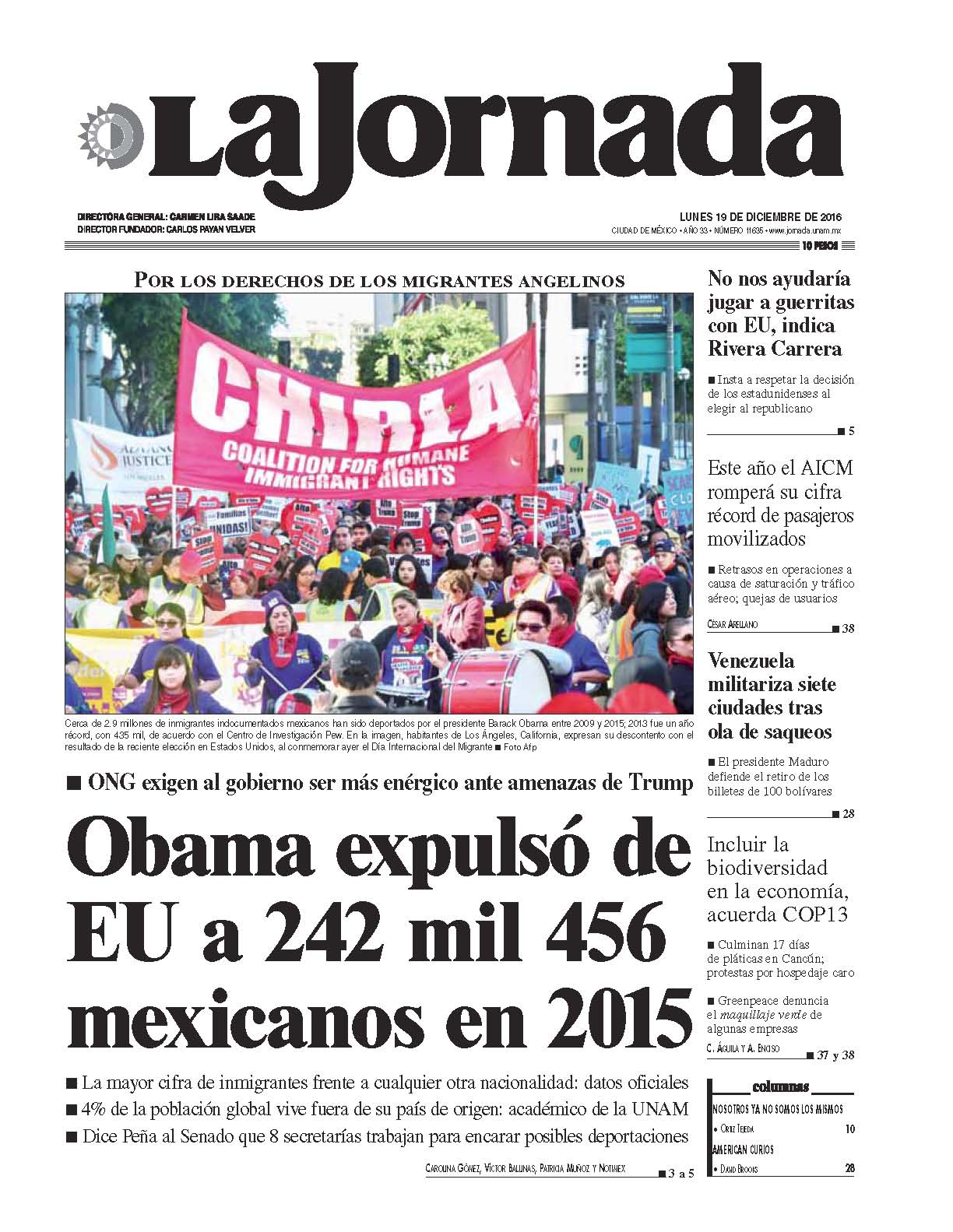 Portada de 2016/12/19. Seleccione para ir a esta edición. Portada de 2016/12/19. Seleccione para ir a esta edición.