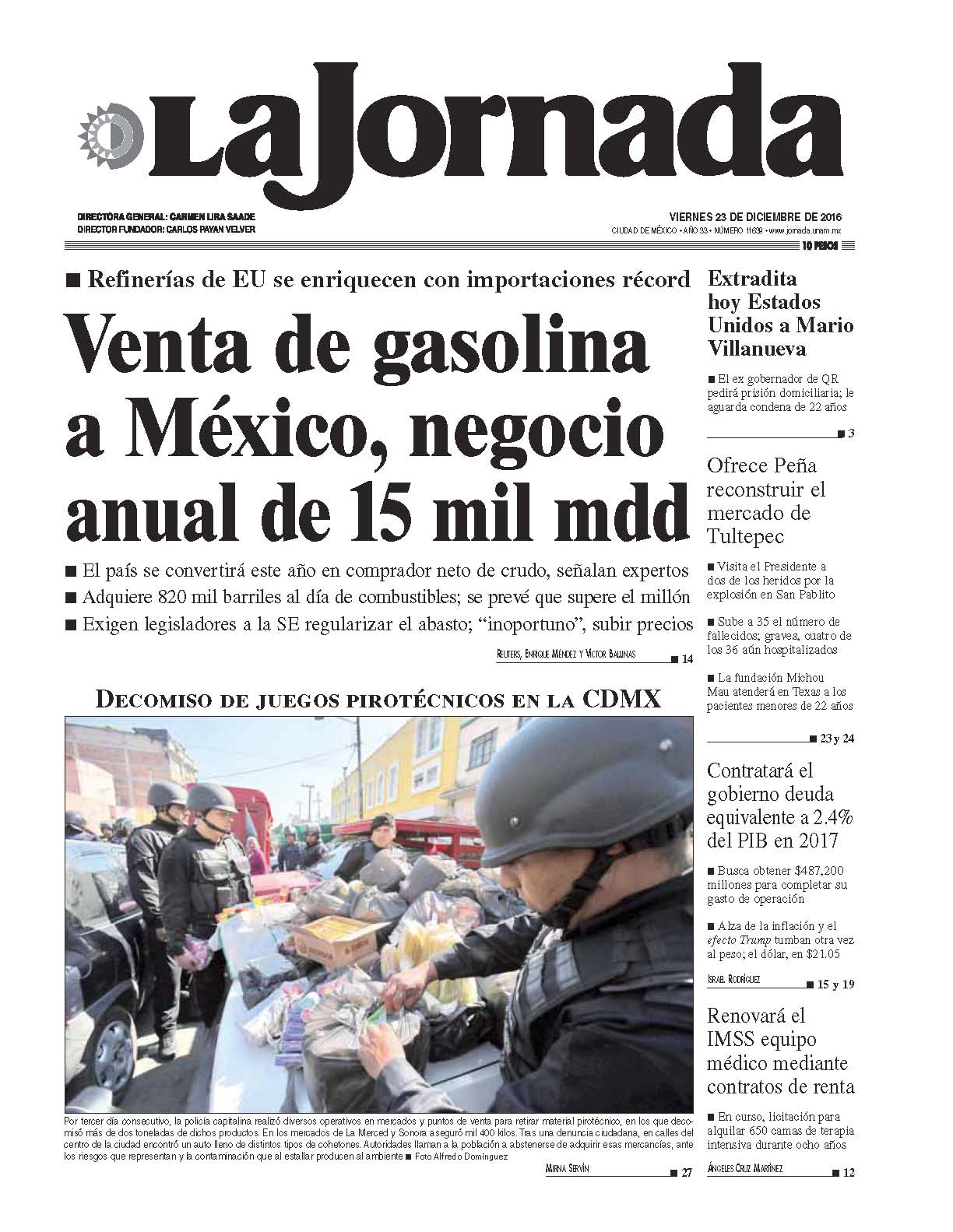 Portada de 2016/12/23. Seleccione para ir a esta edición. Portada de 2016/12/23. Seleccione para ir a esta edición.