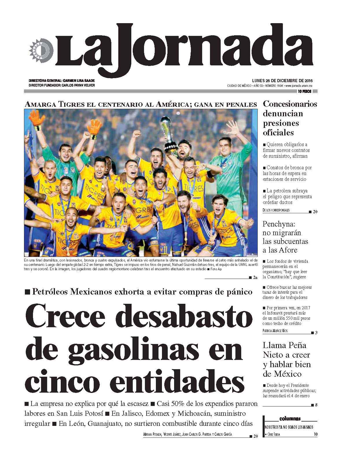 Portada de 2016/12/26. Seleccione para ir a esta edición. Portada de 2016/12/26. Seleccione para ir a esta edición.
